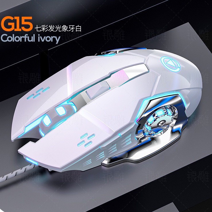 CHUỘT CÓ DÂY GAMING G15 YINDIAO LED7 MÀU Full CỰC ĐẸP 4 MÀU TRẮNG HỒNG ĐEN XANH-THMODERN