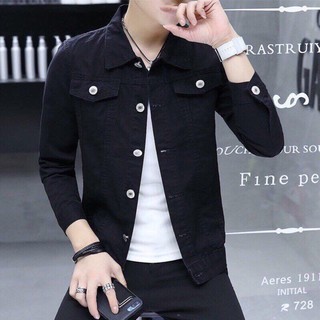 Áo khoác kaki Jean Nam đen trơn HOT CƯC ĐẸP