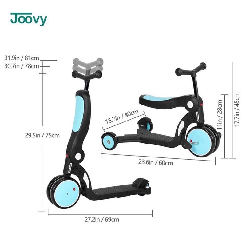 Xe chòi chân - Xe 3 bánh – xe cân bằng kiêm Scooter Joovy đa năng 5 trong 1 chính hãng