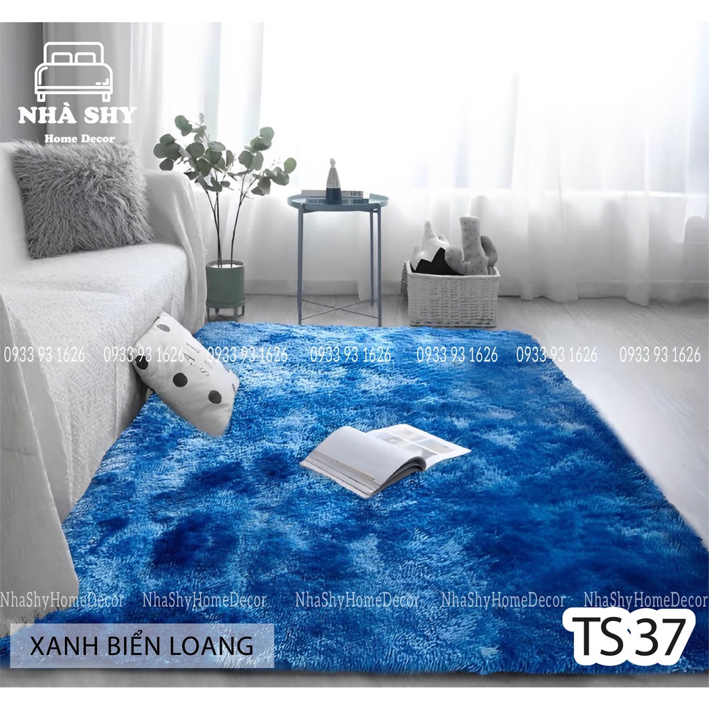 THẢM LÔNG TRẢI SÀN MÀU XANH BIỂN LOANG TS37 - LOẠI CAO CẤP HÀNG DÀY - NHIỀU SIZE
