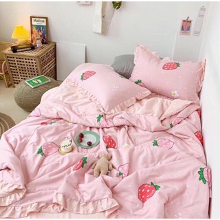 Set chăn ga cotton đũi bánh bèo