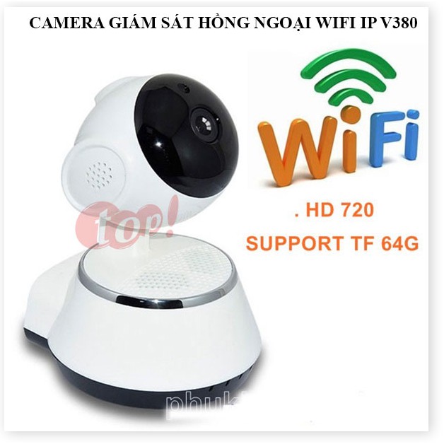 Camera Wifi Giá Rẻ V380 ✔Chính Hãng✔️ Kết nối không dây qua điện thoại, Đàm thoại 2 chiều, Xoay 360.