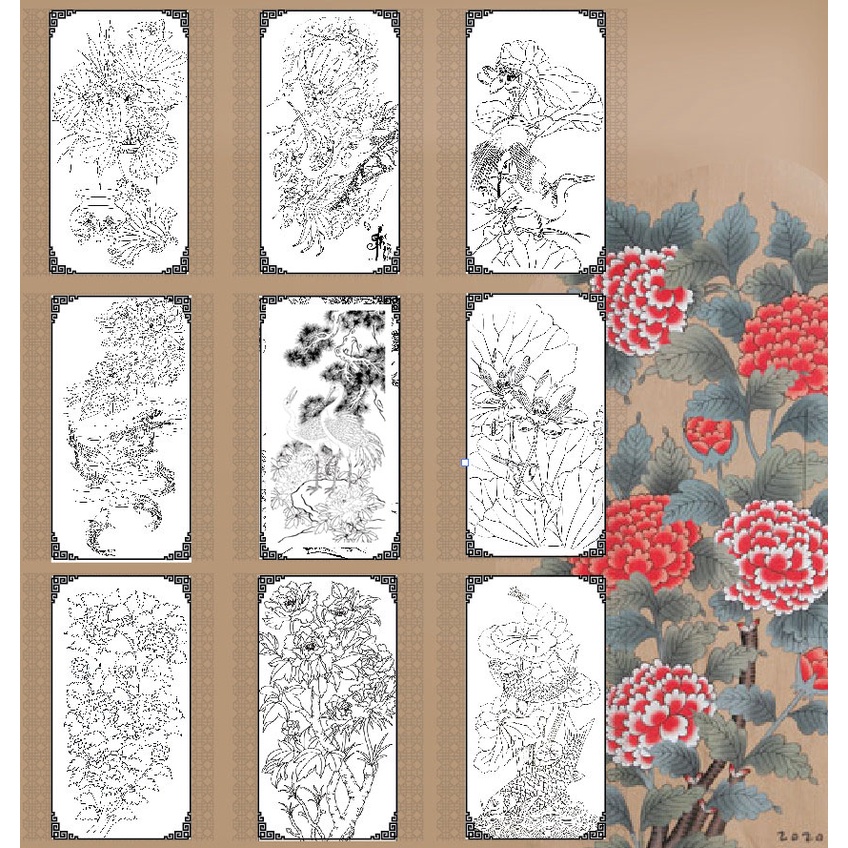 Line art tranh tô màu tranh cổ  giấy dầy đẹp