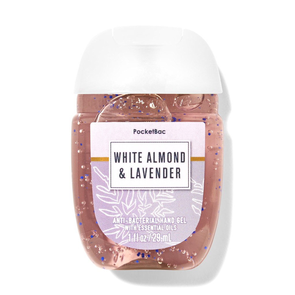 Gel rửa tay khô Bath &amp; Body Works Hand Sanitizer PocketBac Cleansing Gel White Almond Lavender 29ml (Mỹ)