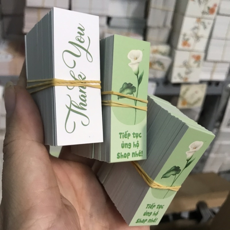 100 thẻ (size: 2x5.3cm) Thiệp cám ơn, Thankyoucard,thẻ cảm ơn, phong cách hiện đại dễ thương, giấy bìa cứng