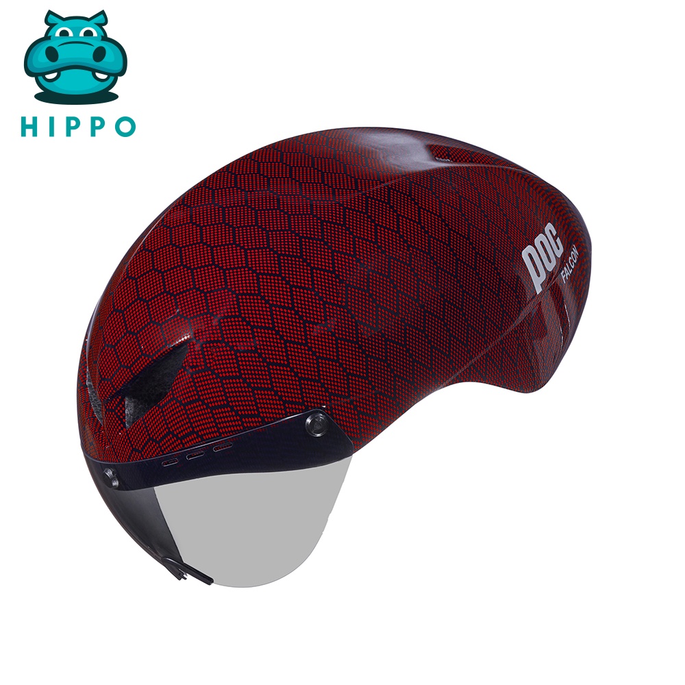 Mũ bảo hiểm xe đạp thể thao Poc Falcon carbon siêu nhẹ màu đỏ bóng chính hãng - HIPPO HELMET