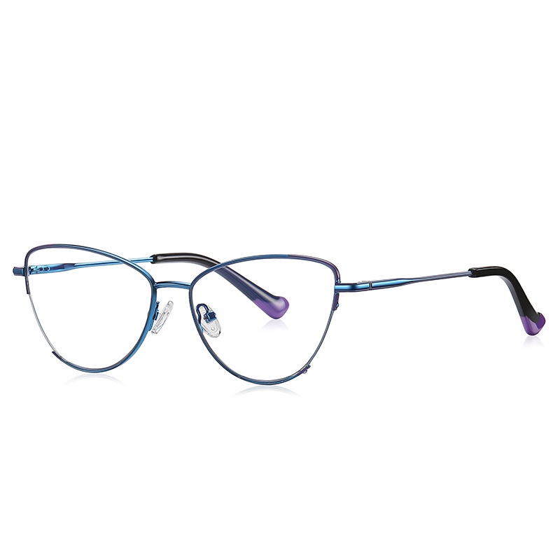 Mắt Kính Gọng Kim Loại Hình Mắt Mèo Chống Ánh Sáng Xanh Thời Trang Retro Cho Nữ