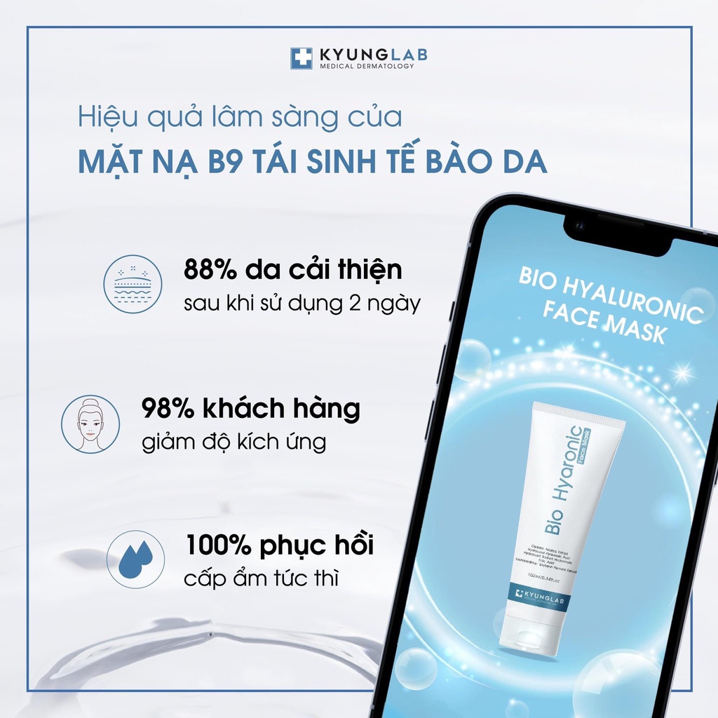 Mặt nạ KYUNG LAB VITAMIN B9 BIO HYALURONIC FACE MASK cấp ẩm, làm dịu da, ngừa lão hóa 100ml