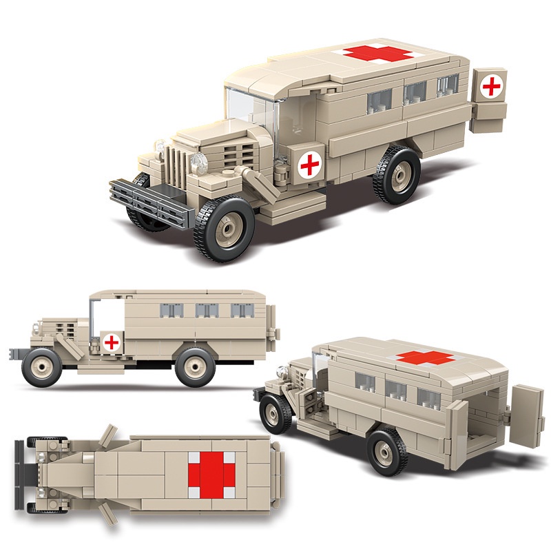 Set 334 Mô Hình Xe Cứu Thương WW2 GAZ-55 Mới