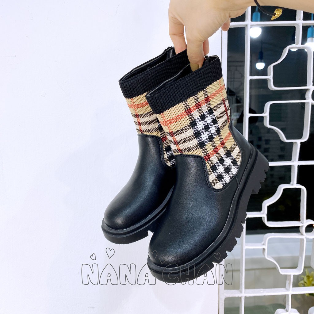 [G021] Boot da cao cổ phối caro sz 32-37