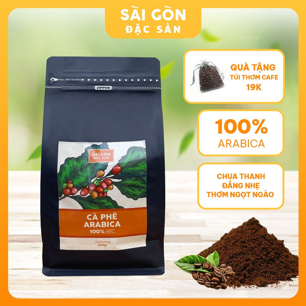 Cà phê  Arabica nguyên chất rang xay rang mộc 100% vị chua thanh, thơm nồng dùng pha phin, pha máy Sài Gòn Đặc Sản