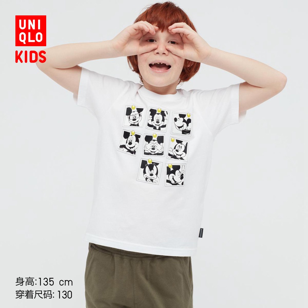 UNIQLO Children's Clothing Boys and Girls Parents Installed Mickey Mouse Print T-shirt Miqi Ut Summer 440181