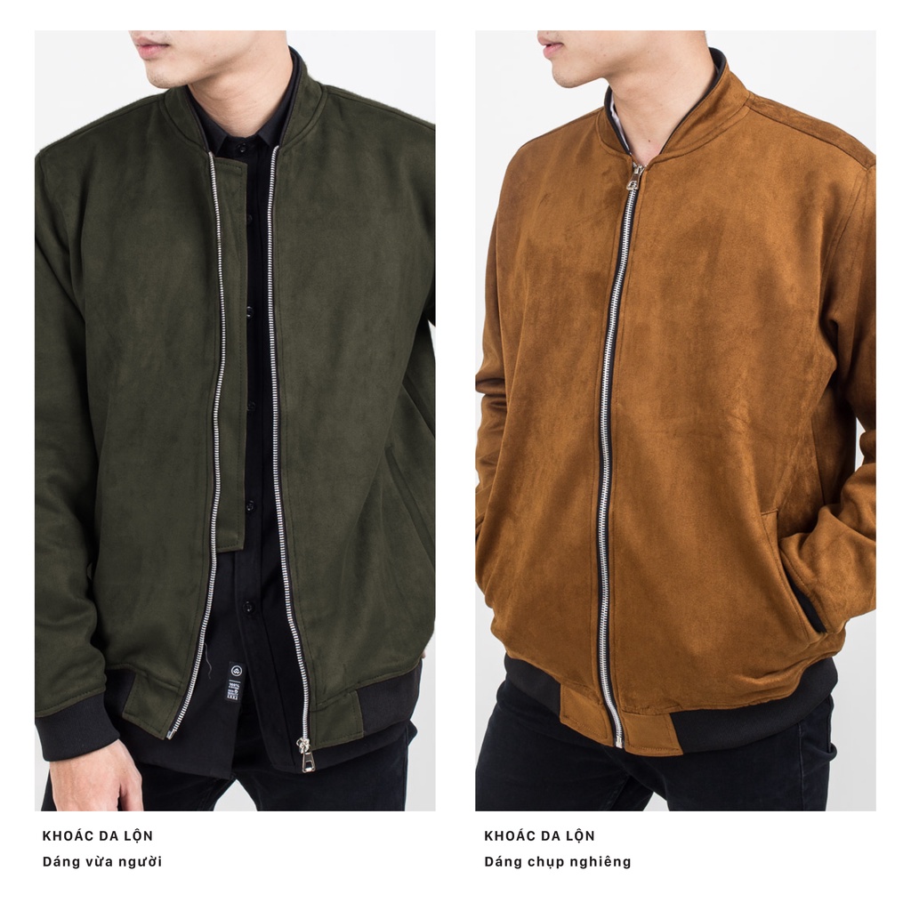 Áo Khoác da lộn City Cycle Áo bomber da lộn trơn Unisex Hàn Quốc