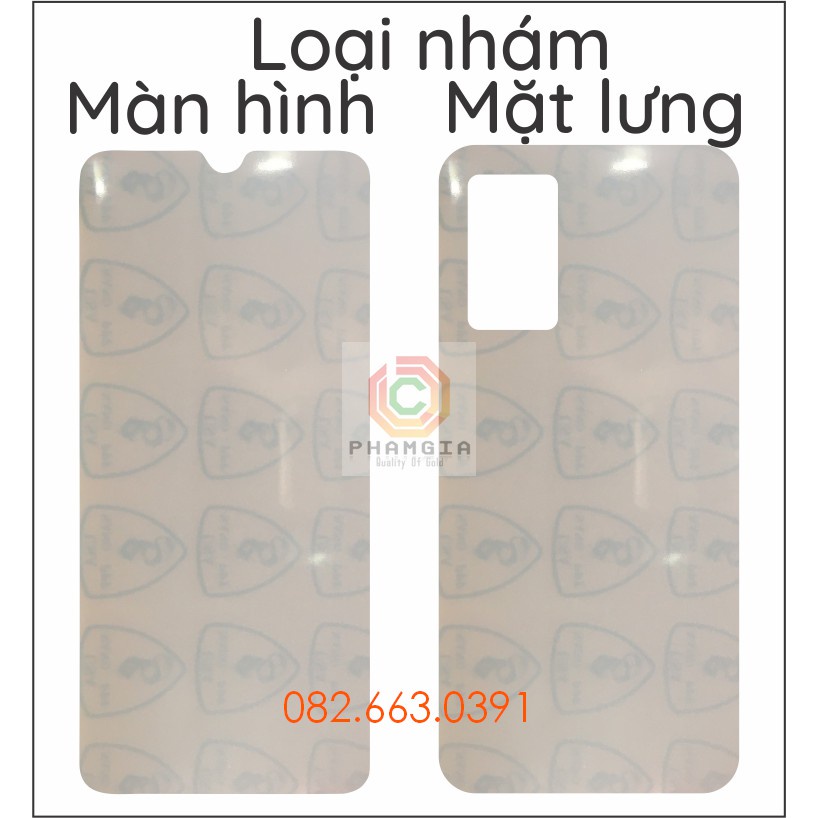 Dán ppf Vivo V21 5G loại nhám, bóng dành cho màn hình, mặt lưng, mặt lưng full viền