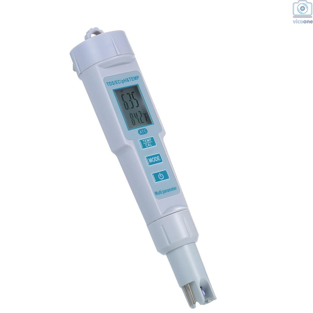 🔨  4 in 1 Water Quality Tester pH/EC/TDS/Temperature Meter IP55 Waterproof Automatic Shutdown Backlight