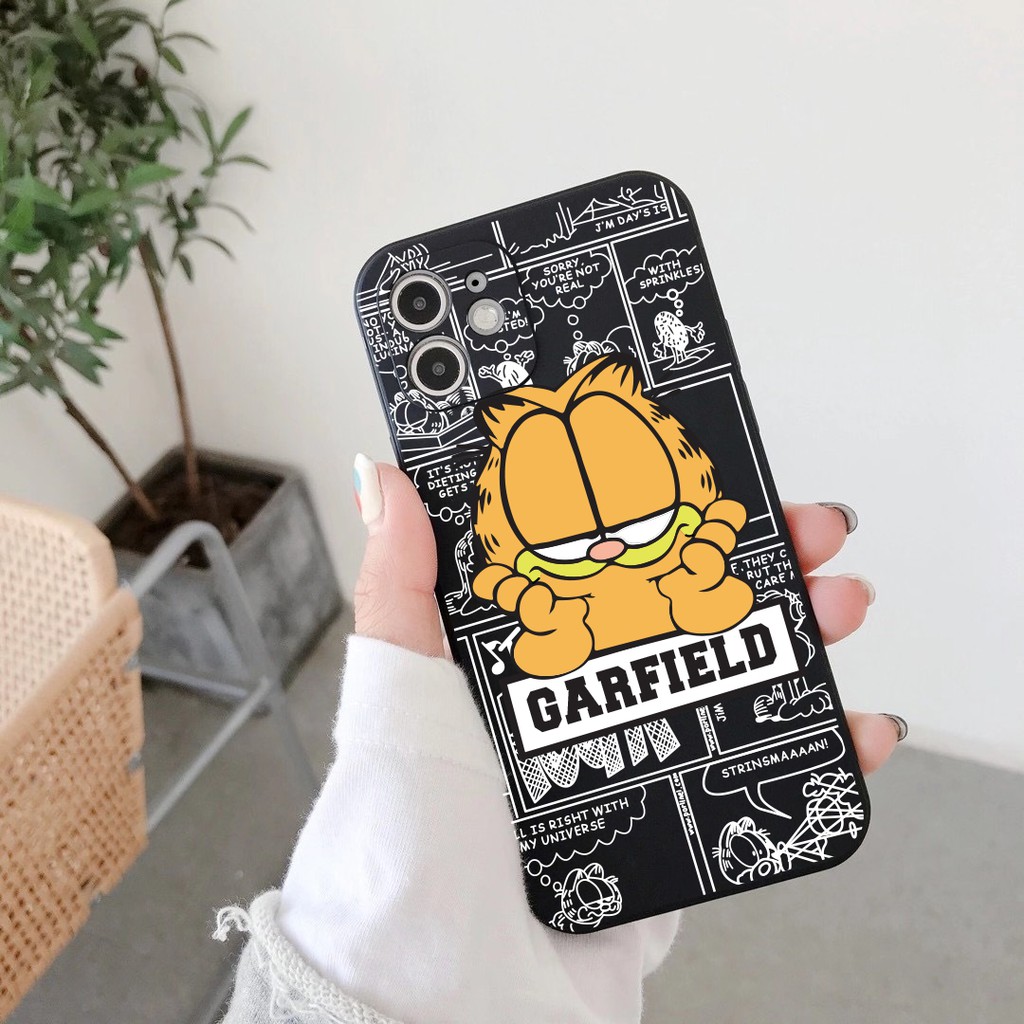 Ốp lưng iphone cạnh vuông BVC mèo garfield 6plus/6s/6splus/7/7plus/8/8plus/x/xr/xs/11/12/pro/max/plus/promax-Awifi A5-2