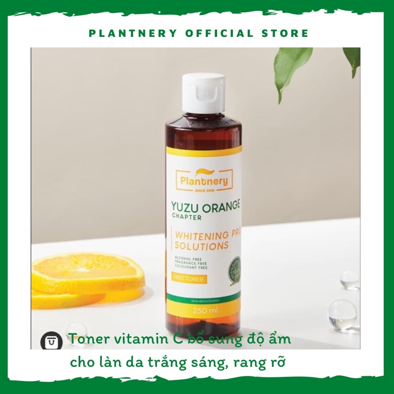 Nước hoa hồng vitamin C chiết xuất cam Yuzu, vitamin C đậm đặc cho da sáng và rạng rỡ Plantnery 250ml