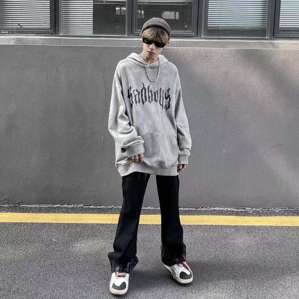 Mrn Gần Như Distress Áo Khoác Có Mũ Trùm In Hình gothic Đường Phố Thời Trang Mùa Thu retro Mỹ