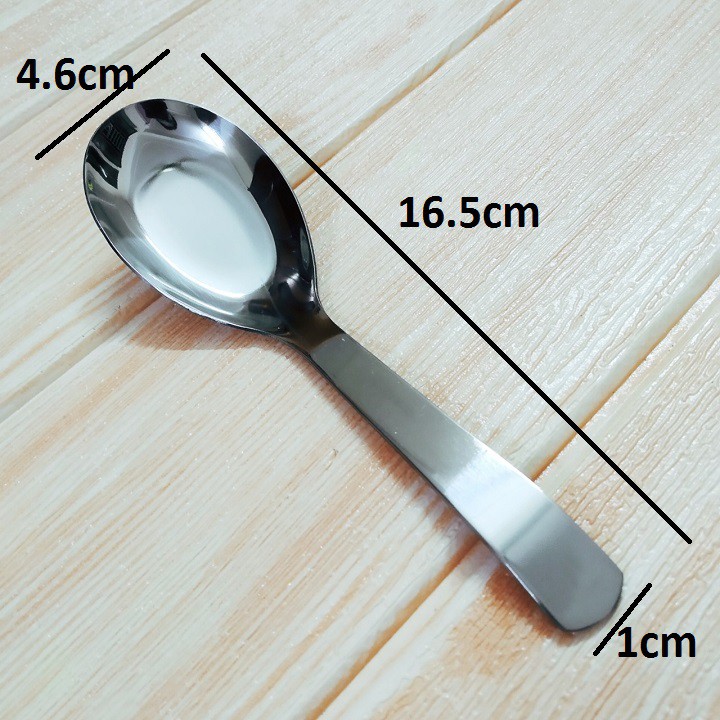 Thìa inox ăn phở / súp inox 304 cao cấp sáng bóng dày bền đẹp dài 16.5cm