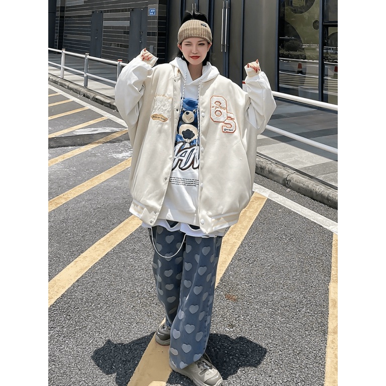 Áo Khoác Bomber Nữ Nút Bấm Chất Dù 2 Lớp Lót Dù Hình In 85 Chữ K Tay Form Rộng Mặc Thoải Mái Che Nắng Tốt [NEW UNISEX]