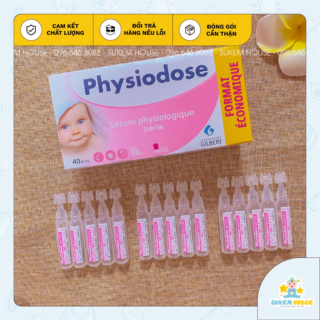 Nước muối sinh lý Pháp Physiodose 40 tép 1 hộp