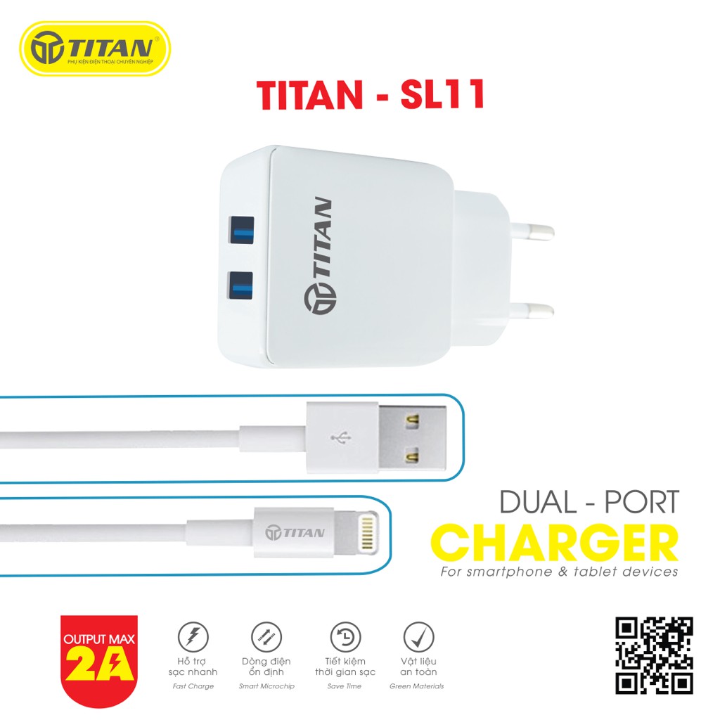 Bộ combo sạc 2 cổng cho iPhone TITAN SL11