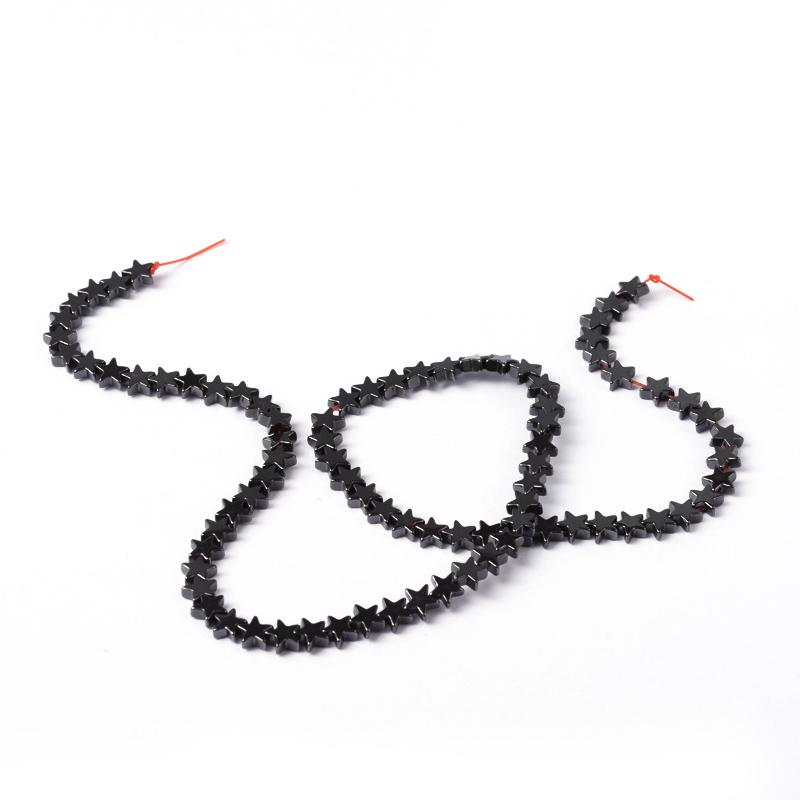 Chuỗi hạt màu đen không từ tính phong cách Giáng sinh hình ngôi sao đường kính 6mm dày 2mm lỗ 1mm khoảng 87 hạt