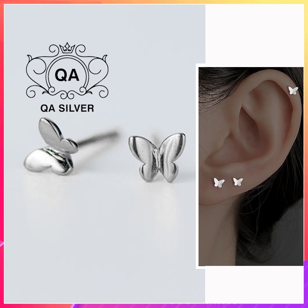 Bông tai bạc bướm khuyên tai bạc hồ điệp nhỏ S925 BUTTERFLY Silver Earrings QA SILVER EA210802