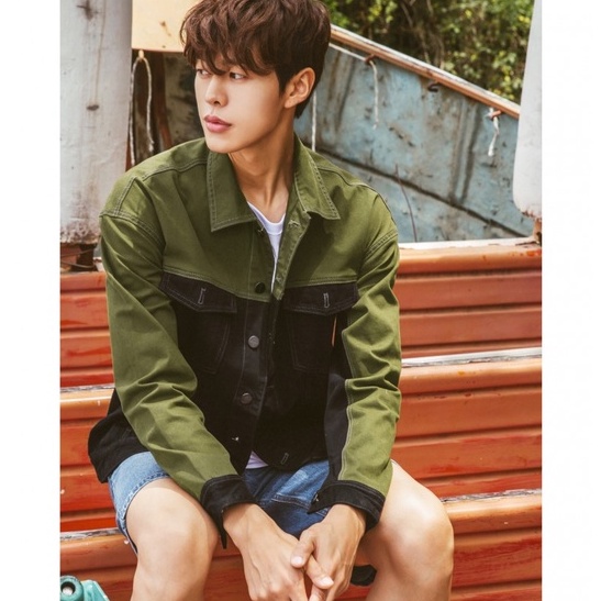 Áo khoác nam kaki phối vải- RETRO CUTTED JACKET- Lime Orange (Mã SP: LM19744201)
