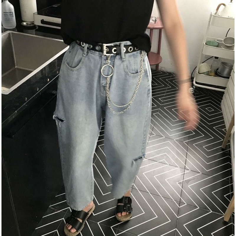 Thắt Lưng Đơn Giản Phối Dây Xích Phong Cách Retro Harajuku