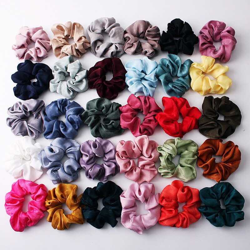 DÂY CỘT TÓC VẢI SCRUNCHIES SATIN MỜ HOT TREND 2019 [PKT00058]