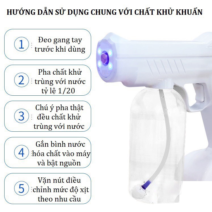 Máy Phun Sương Khử Khuẩn Diệt Khuẩn Không Dây Atomizer Chống Vi Khuẩn Virut Dung Tích 800ML, Súng Phun sát Trùng | BigBuy360 - bigbuy360.vn