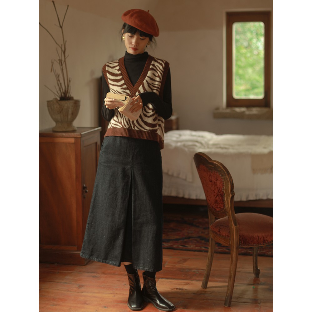 Áo Khoác Len Không Tay Họa Tiết Ngựa Vằn Thời Trang Cho Nữ | BigBuy360 - bigbuy360.vn