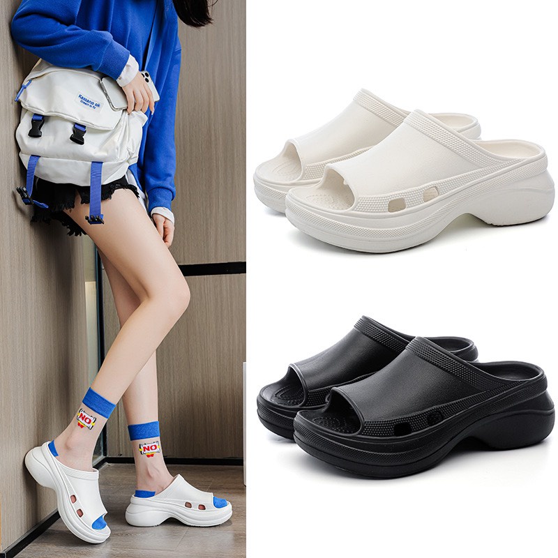 Dép Cross Pool nữ đế cao 5cm, chất liệu EVA siêu êm