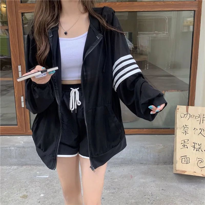 Jiashucheng Áo Khoác Cardigan Mỏng Chống Nắng Dáng Rộng Tay Dài Phong Cách Mùa Hè Mới