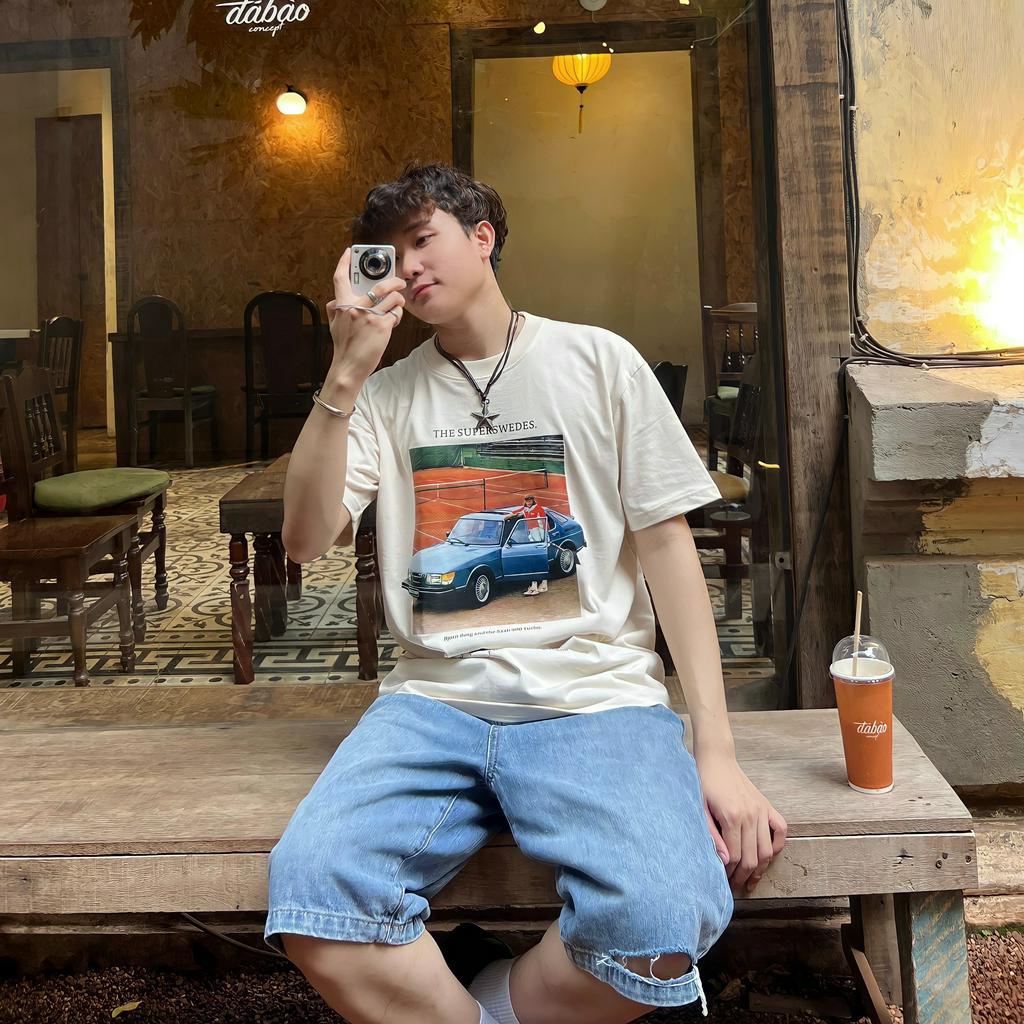 Áo thun nam SAAB TEE ngắn tay vải cotton cổ bo tròn form rộng phong cách Hàn Quốc - RYAN