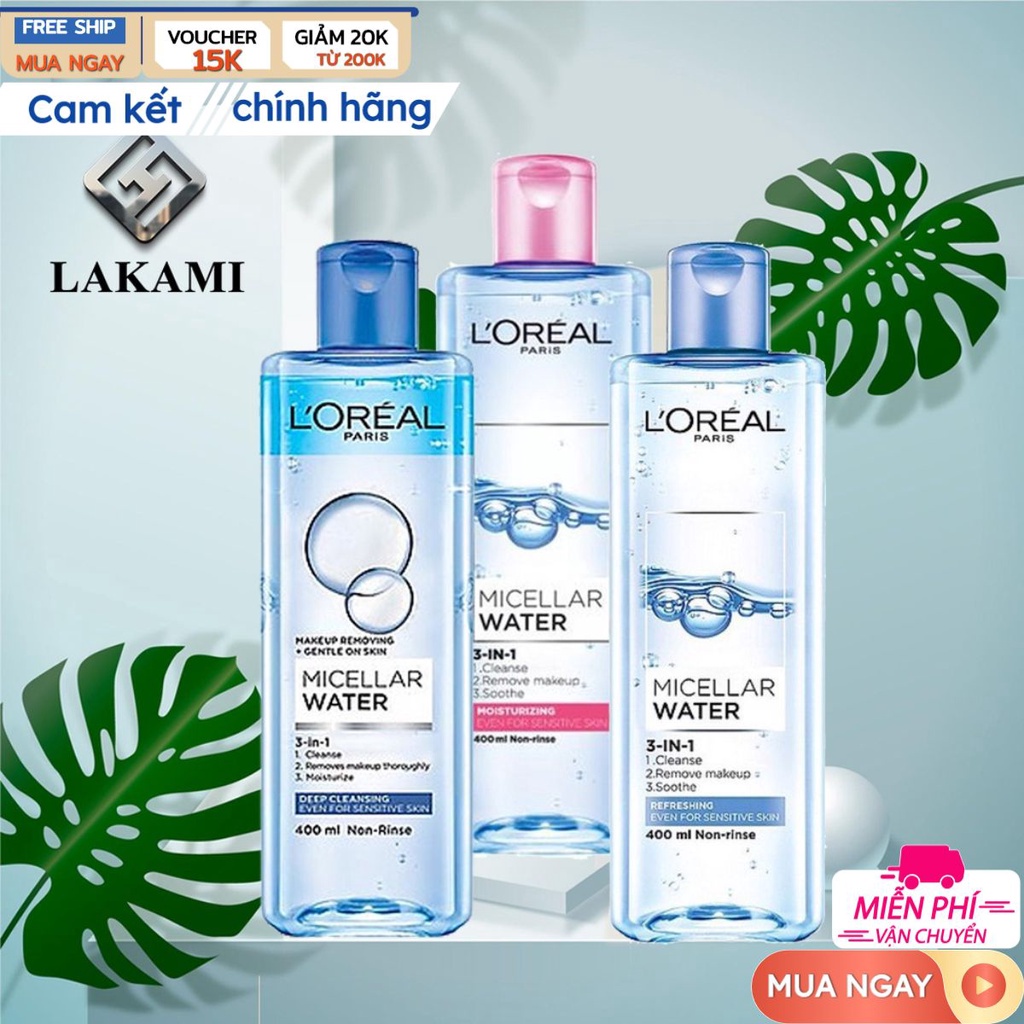 Nước tẩy trang Loreal Paris Micellar Water 3-in-1