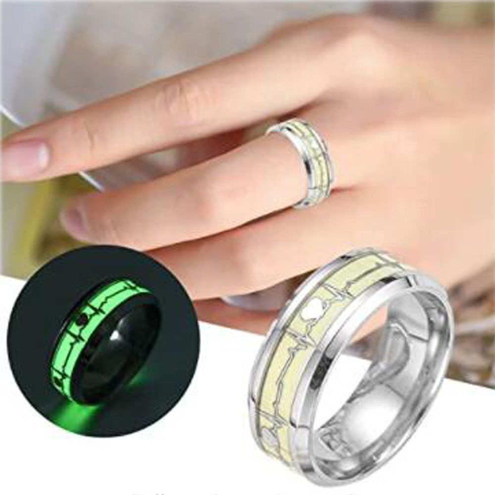 Nhẫn Dạ Quang Hình Nhịp Tim Màu Sắc Tươi Sáng Thích Hợp Làm Quà Tặng Cho Cặp Đôi|Nhẫn Inox Nhiều Màu Sắc Lấp Lánh Thời Trang