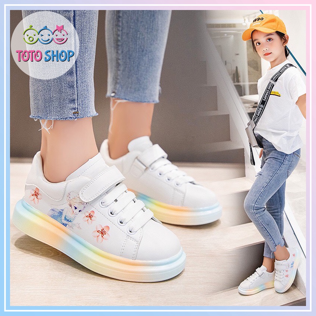 Giày SNEAKER hình công chúa, giày thể thao hình Elsa phối nhiều màu cho bé gái