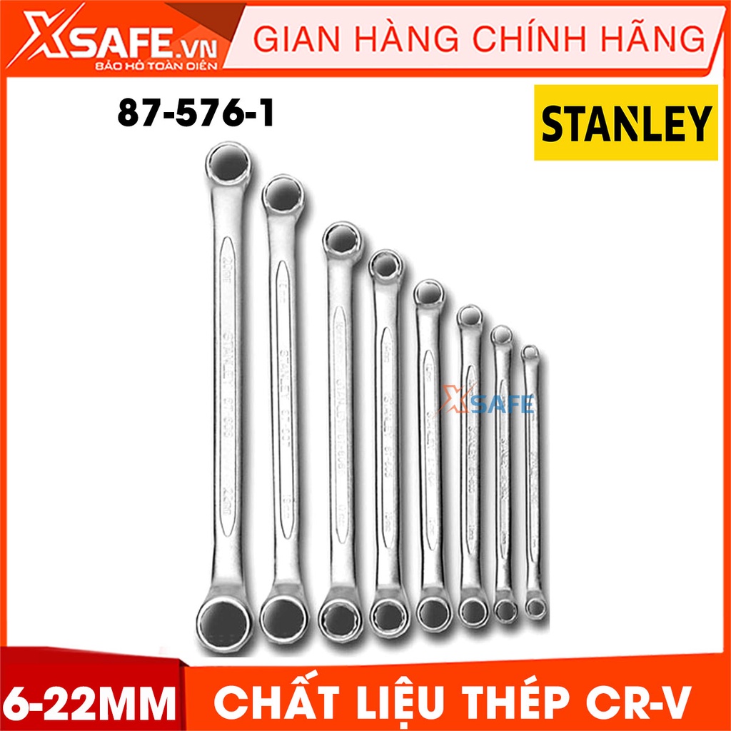 Cờ lê 2 đầu vòng 75 độ hệ MÉT STANLEY 87-576-1 thép CR-V cao cấp Bộ 8 cờ lê Stanley đầy đủ size, vừa tay, kèm túi đựng