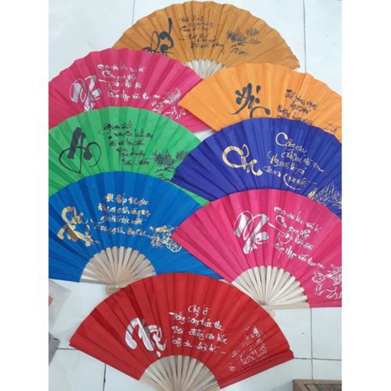 Quạt Vải Thư Pháp Siêu Bền Siêu Mát Dài 25-30cm