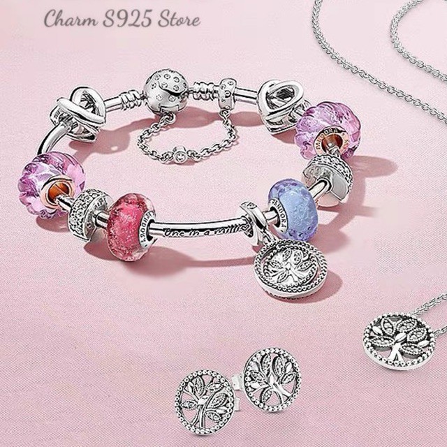 charm pan thuỷ tinh hoa nổi bạc s925