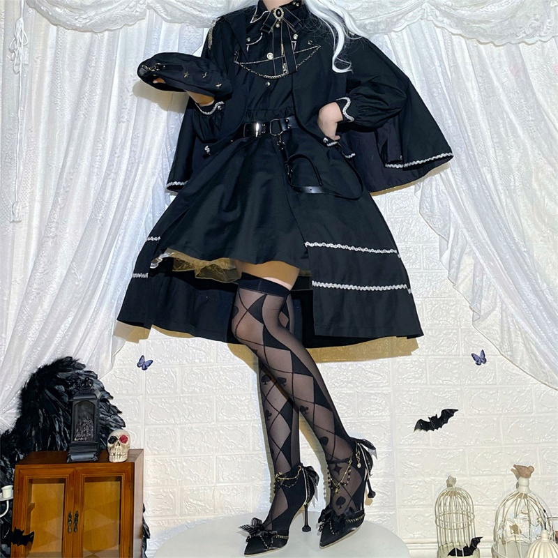 Tất Dài Qua Gối In Họa Tiết Hoạt Hình Phong Cách Lolita Gothic Cho Nữ