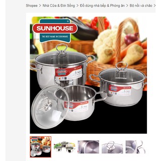 Nồi inox size 24cm _ sunhouse sh888 .
