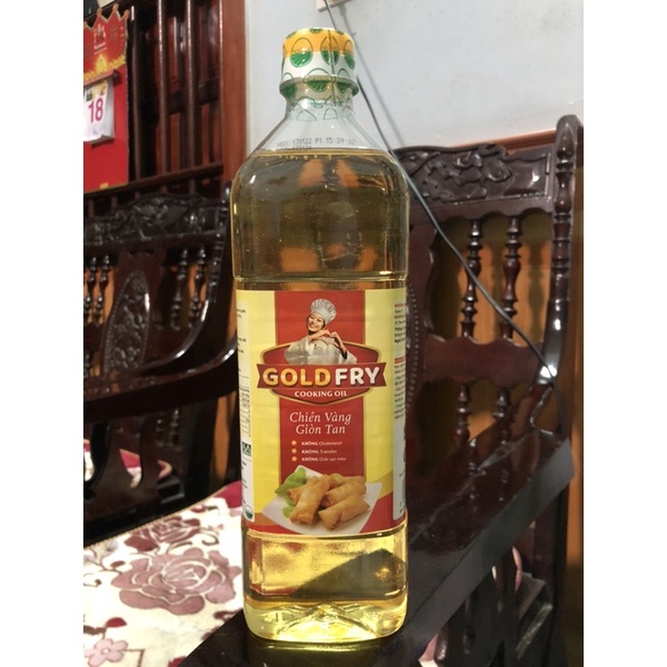 dầu ăn thực vật GoldFry chai 1L chiên vàng giòn tan