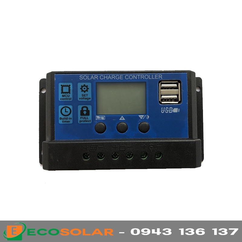 ✐Điều khiển sạc pin năng lượng mặt trời PWM 30A - LCD 12v/24v Auto có 2 USB