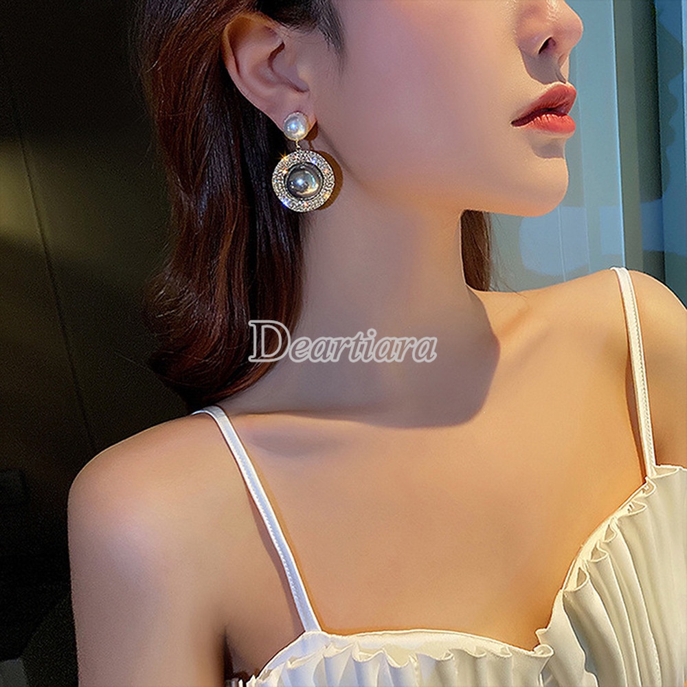Bông Tai Kim Loại Đính Ngọc Trai Giả Toàn Diện Phong Cách Âu Mỹ Cổ Điển Dành Cho Nữ