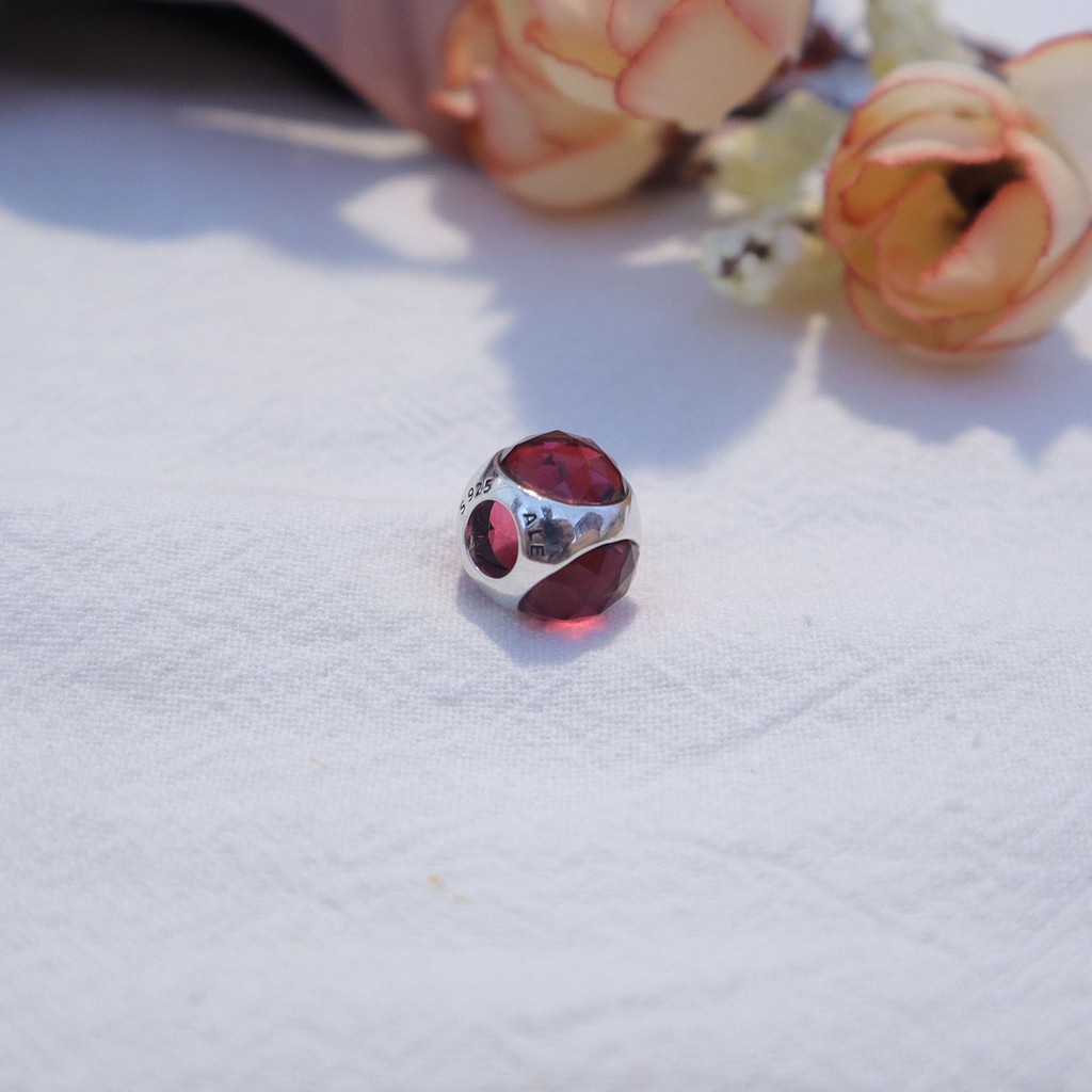 Charm bạc 925 cao cấp- Trang sức bạc Venus- Charm cầu đá hồng 3 khoang S925 cao cấp- MSP CX072