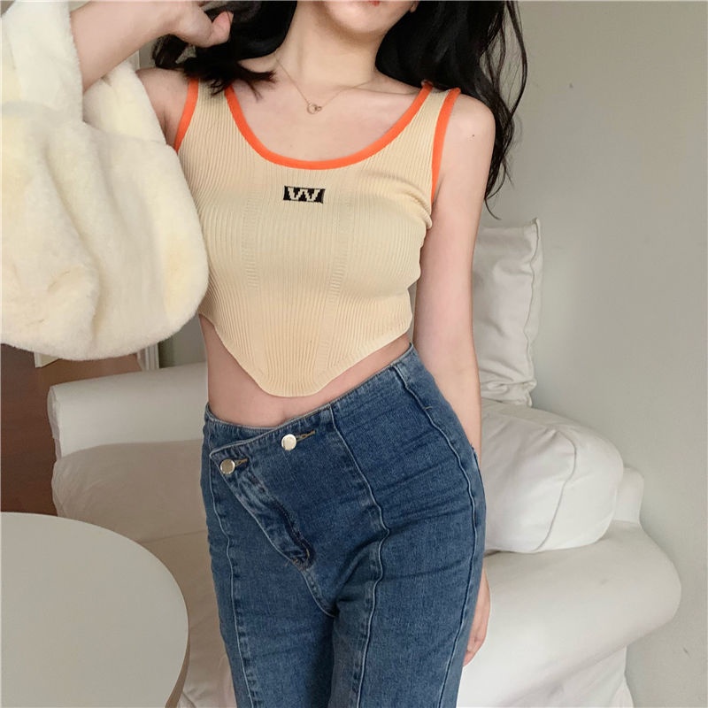 Cocory vn Áo Croptop Dệt Kim Thiết Kế Lệch Vai 7 Màu Sắc Lựa Chọn Thời Trang Mùa Hè Quyến Rũ Cho Nữ