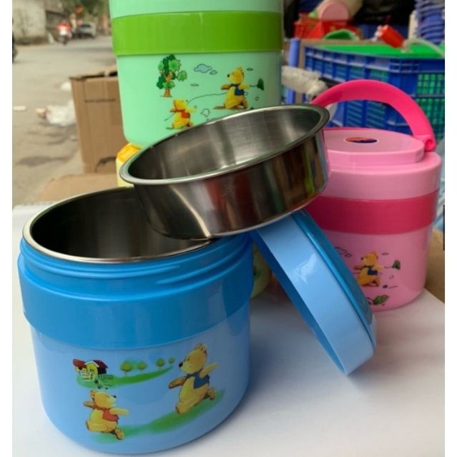 [NHIỀU SIZE] Cặp lồng cơm giữ nhiệt 2 ngăn vỏ nhựa ruột inox Song Long